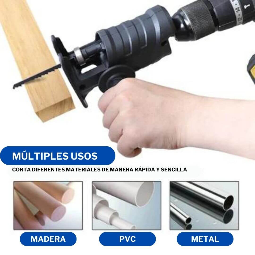Sierra con Adaptador Universal para Taladro | Corta Madera, PVC y Metal