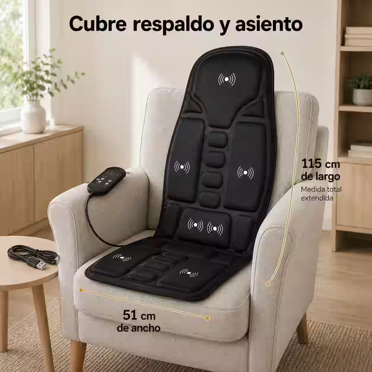 Cubreasiento Masajeador con Calor Lumbar – Convierte cualquier asiento en una sesión de masaje personalizada