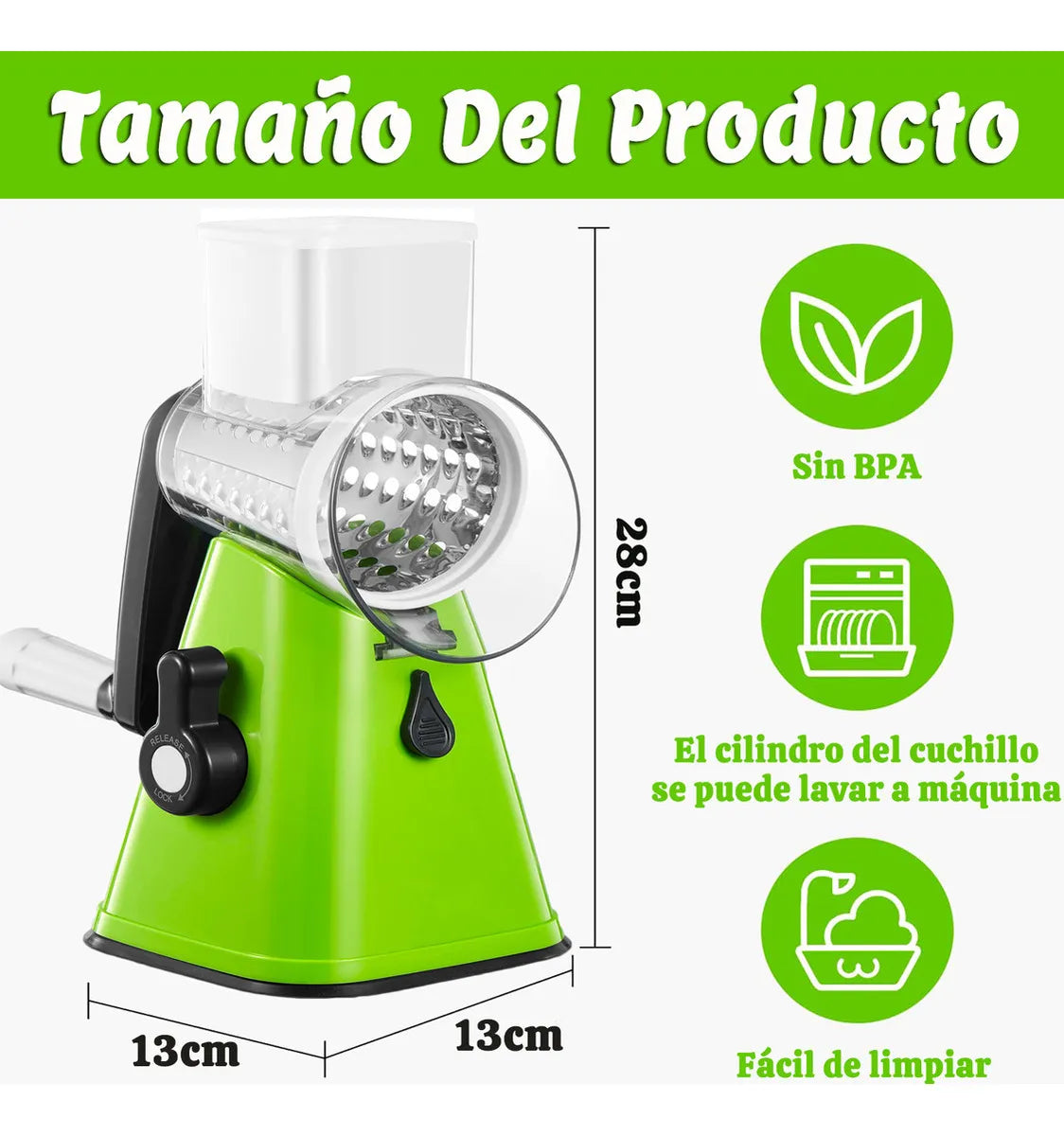 RallaPro™ – Procesador Manual de Alimentos: Corta, pica y ralla 10 veces más rápido