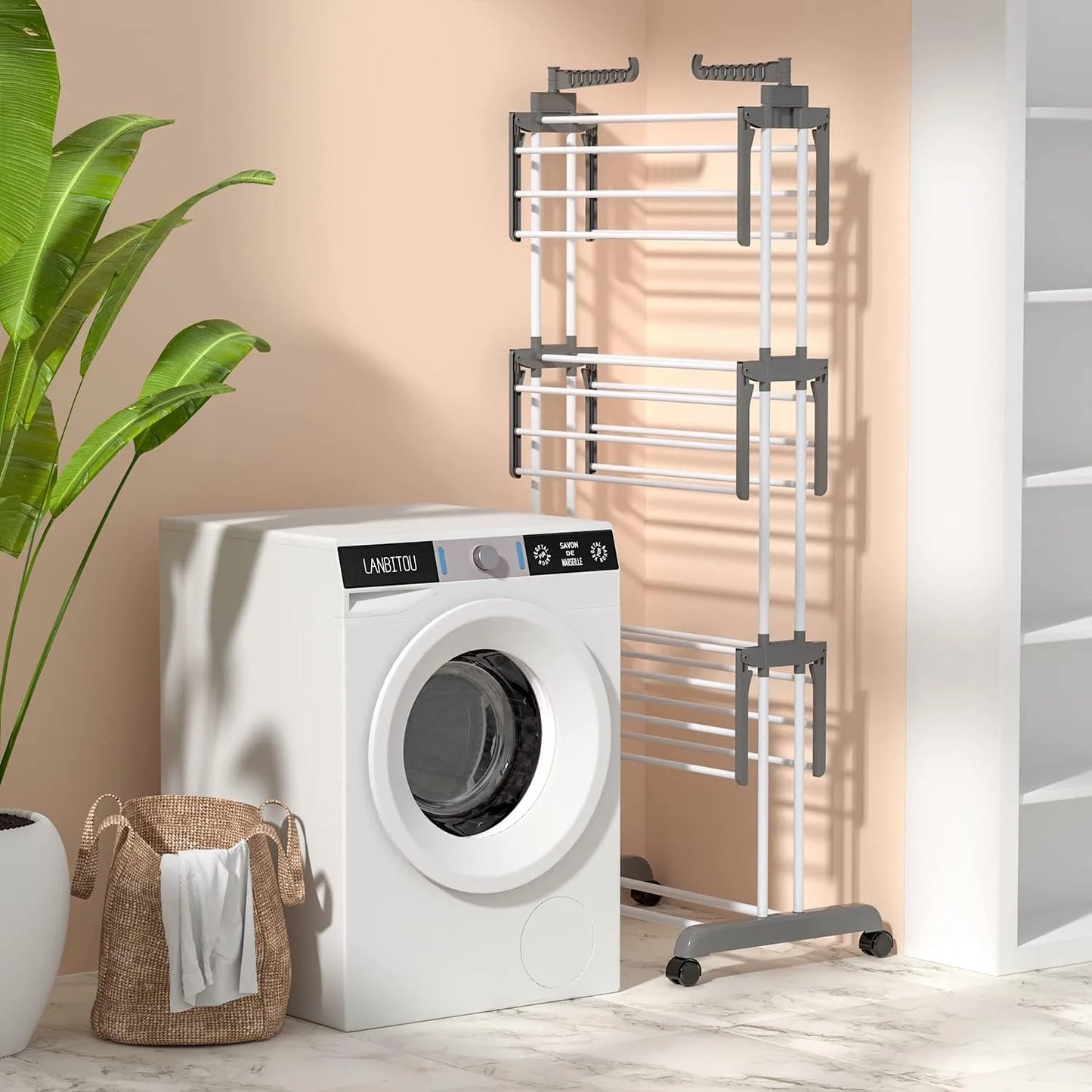 DryClean™ – Tendedero Compacto con Ruedas: seca, organiza y libera espacio desde el primer uso