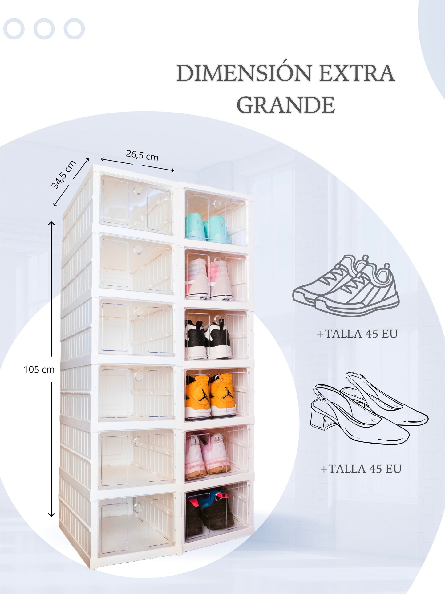 SpaceFit Zapatera Plegable – Organizador Apilable de 6 Niveles
