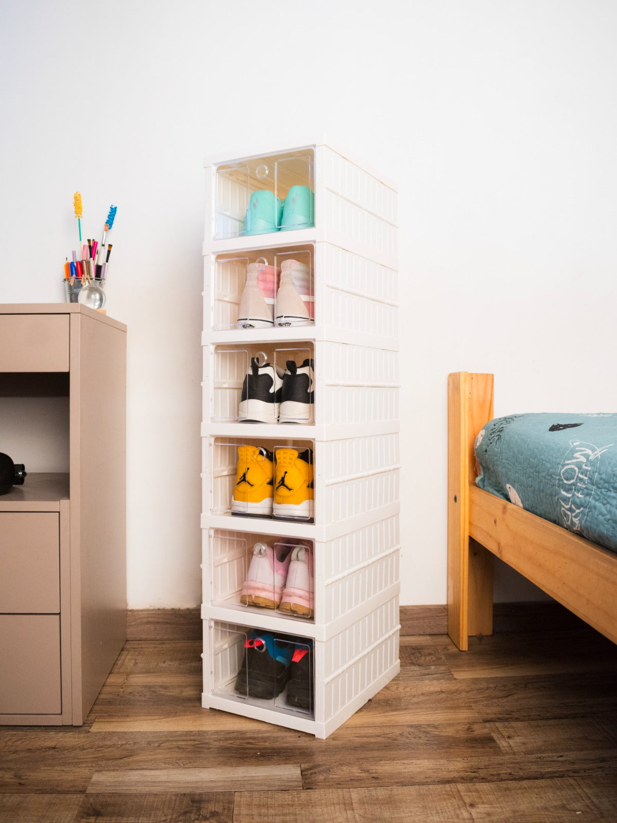 SpaceFit Zapatera Plegable – Organizador Apilable de 6 Niveles