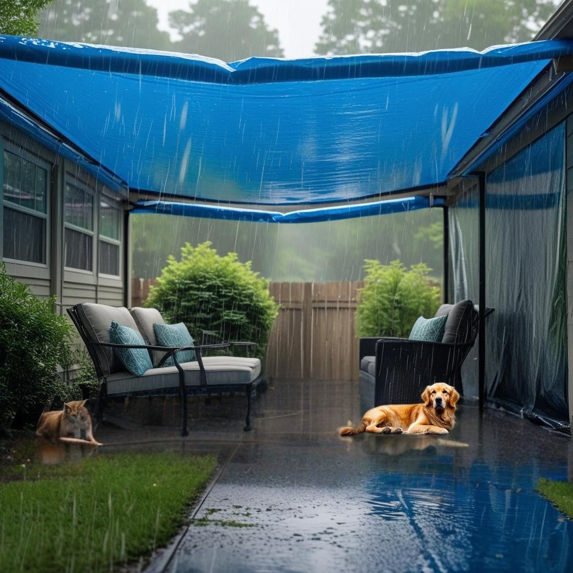 SafeCover™ - Lona Impermeable de Alta Resistencia 3x3 - Mantén muebles, leña y mascotas secos durante días de lluvia