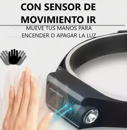 Linterna de Cabeza Recargable con Sensor Inteligente