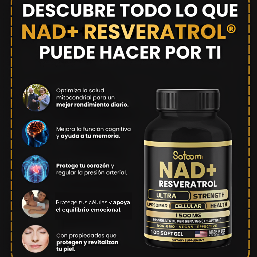 NAD + Resveratrol - Apoya tu salud a nivel celular para mayor energía, juventud y recuperación