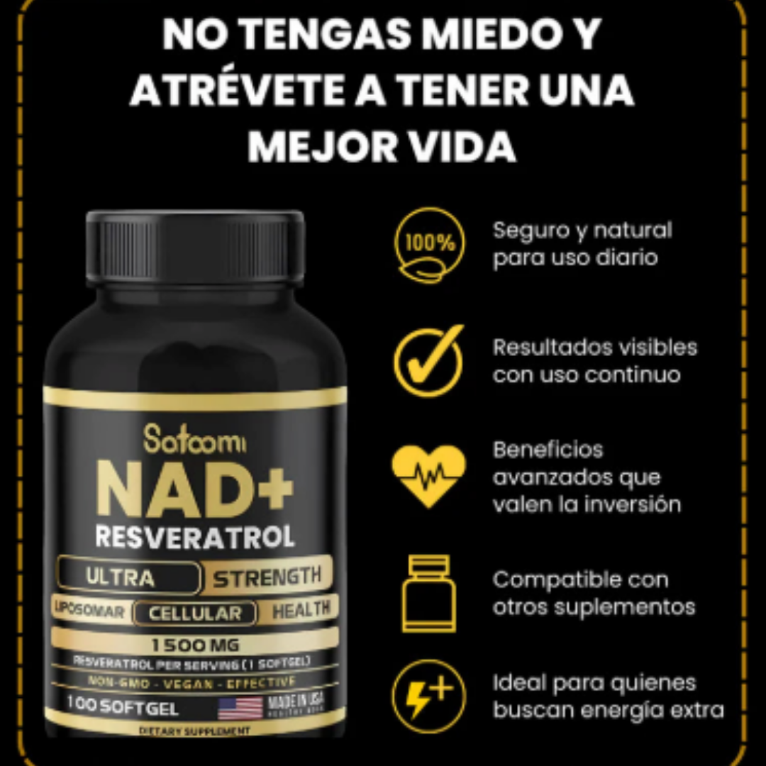 NAD + Resveratrol - Apoya tu salud a nivel celular para mayor energía, juventud y recuperación