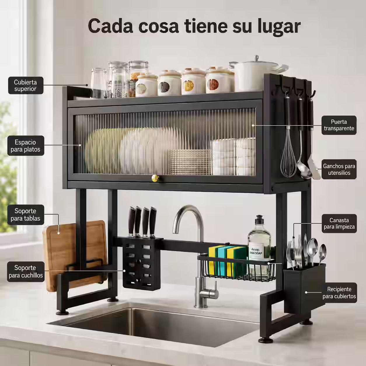 Escurridor Organizador Sobre Lavaplatos 85cm - Libera espacio, organiza tu loza y transforma tu cocina