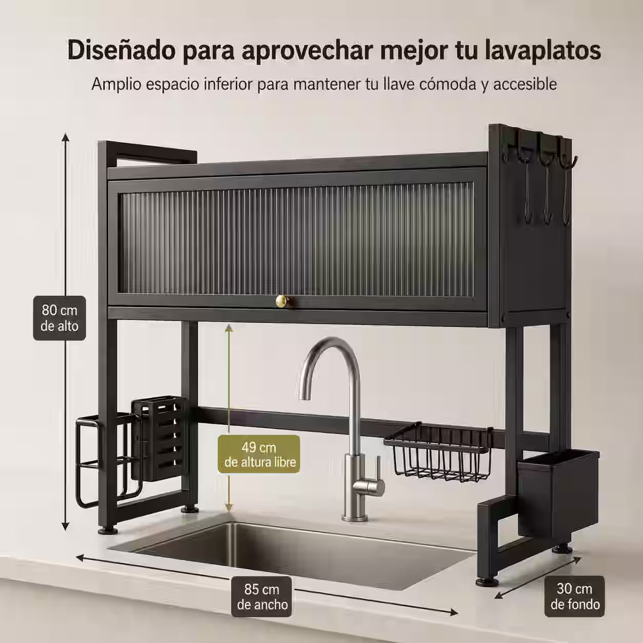 Escurridor Organizador Sobre Lavaplatos 85cm - Libera espacio, organiza tu loza y transforma tu cocina