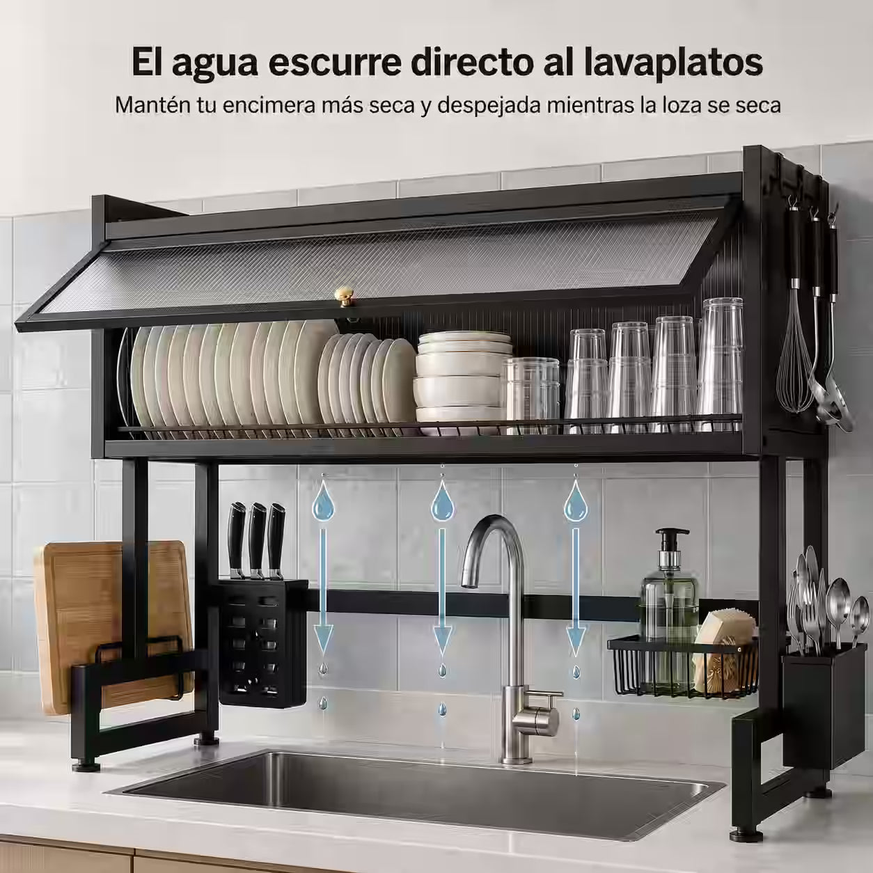 Escurridor Organizador Sobre Lavaplatos 85cm - Libera espacio, organiza tu loza y transforma tu cocina