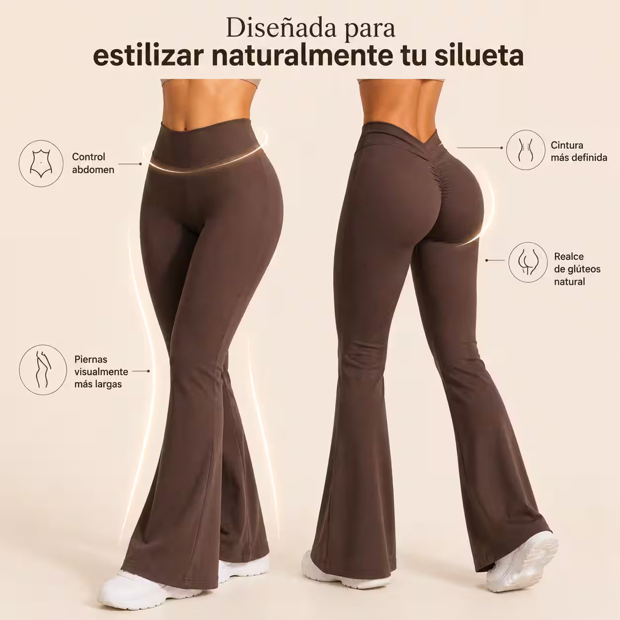 2x1 Calza Flare Premium Levanta Cola - Realza y define glúteos, alarga visualmente tus piernas y crea efecto abdomen plano