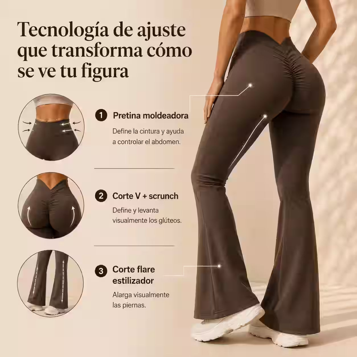 2x1 Calza Flare Premium Levanta Cola - Realza y define glúteos, alarga visualmente tus piernas y crea efecto abdomen plano