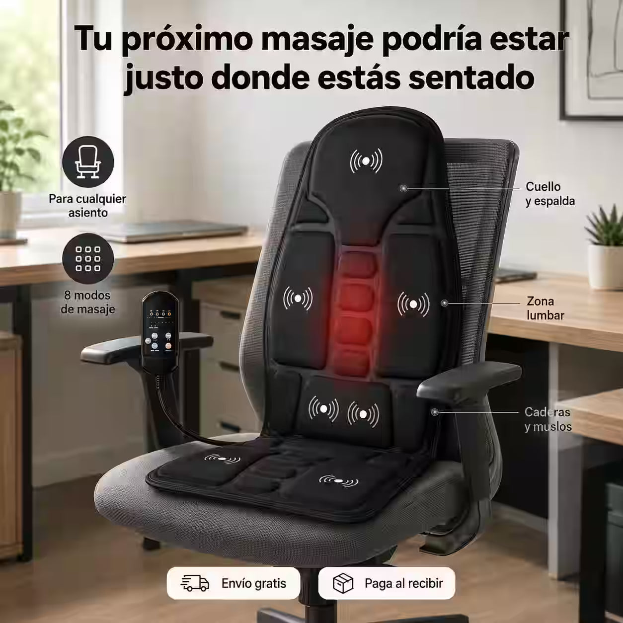 Cubreasiento Masajeador con Calor Lumbar – Convierte cualquier asiento en una sesión de masaje personalizada