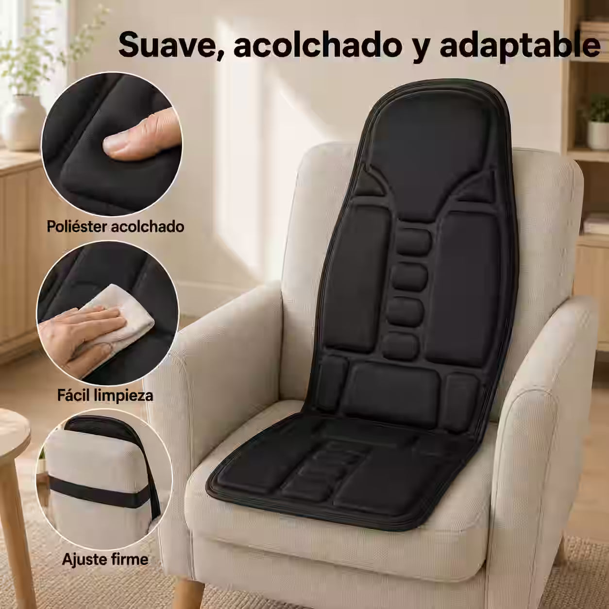 Cubreasiento Masajeador con Calor Lumbar – Convierte cualquier asiento en una sesión de masaje personalizada