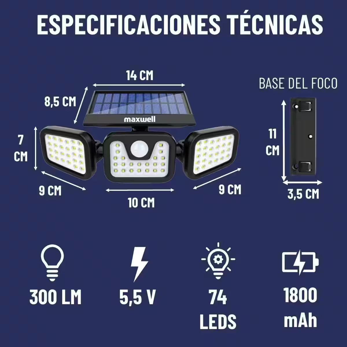Foco Solar con Sensor de Movimiento – Ilumina tus exteriores hasta por 10 horas sin gastar en electricidad