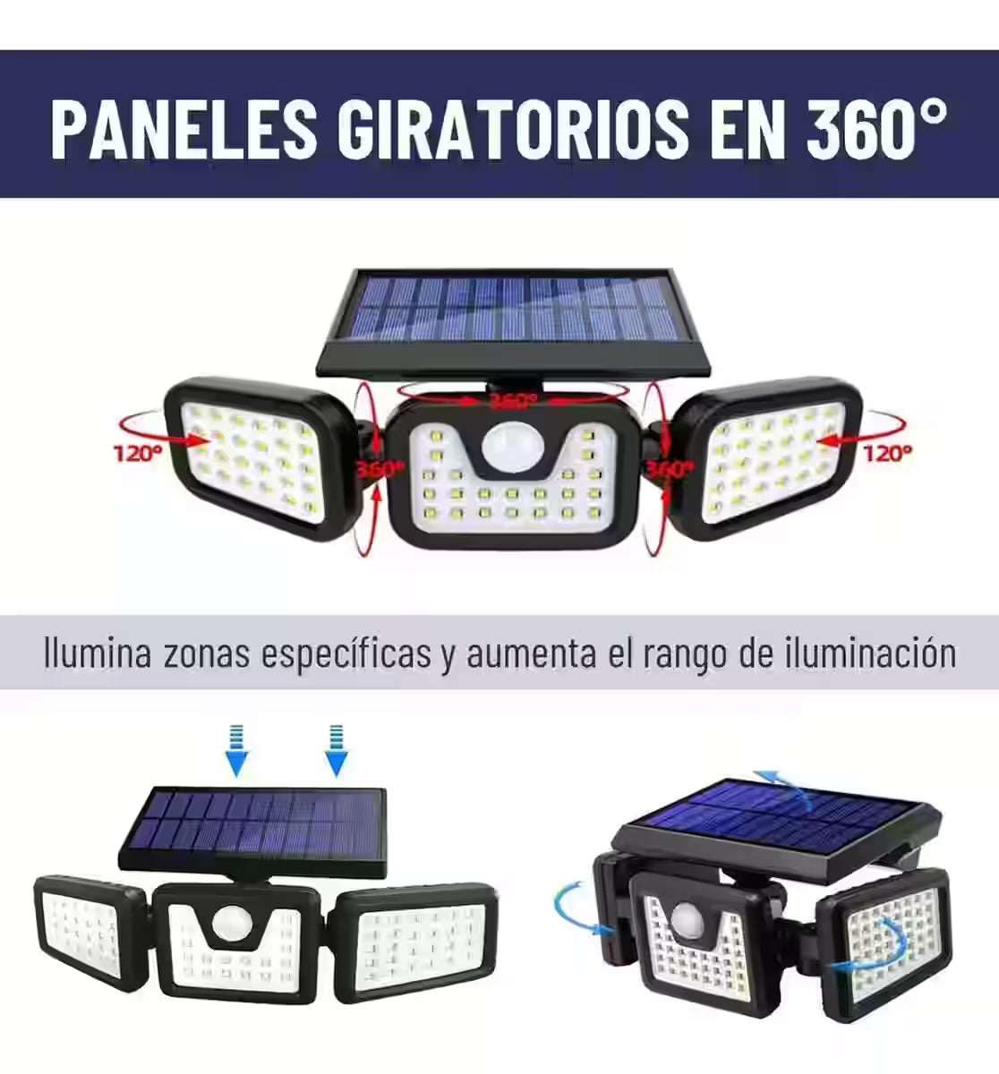 Foco Solar con Sensor de Movimiento – Ilumina tus exteriores hasta por 10 horas sin gastar en electricidad