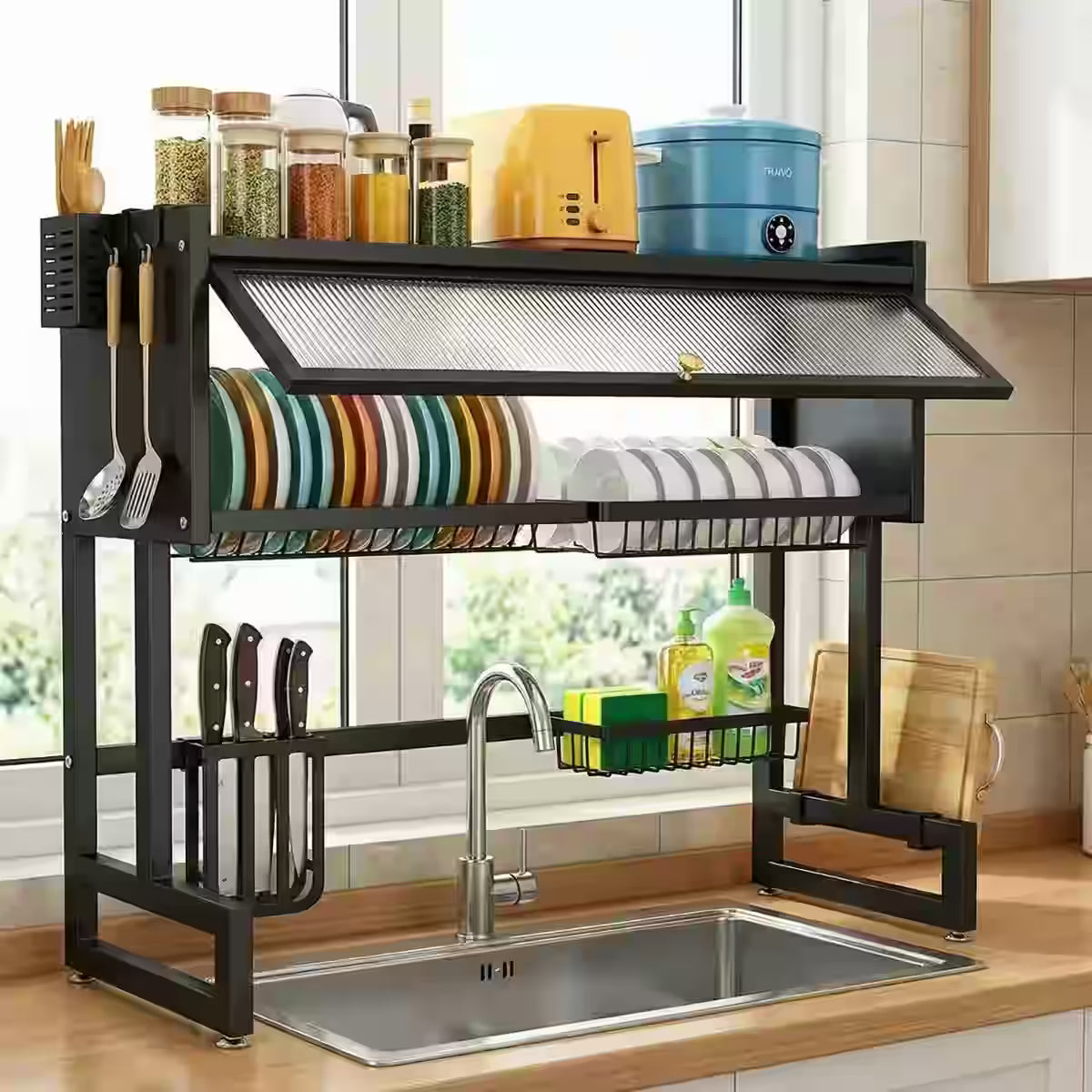 Escurridor Organizador Sobre Lavaplatos 85cm - Libera espacio, organiza tu loza y transforma tu cocina