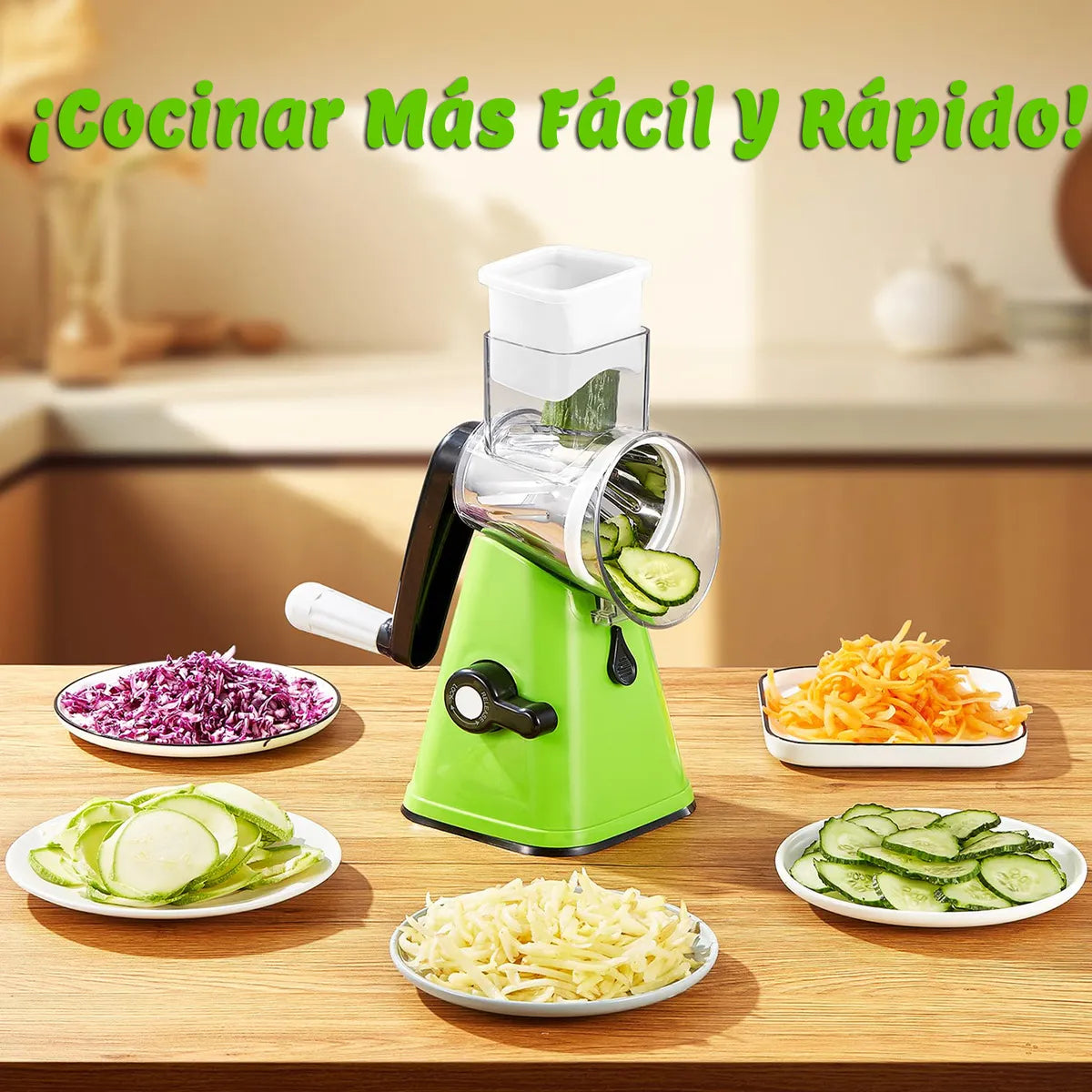 RallaPro™ – Procesador Manual de Alimentos: Corta, pica y ralla 10 veces más rápido