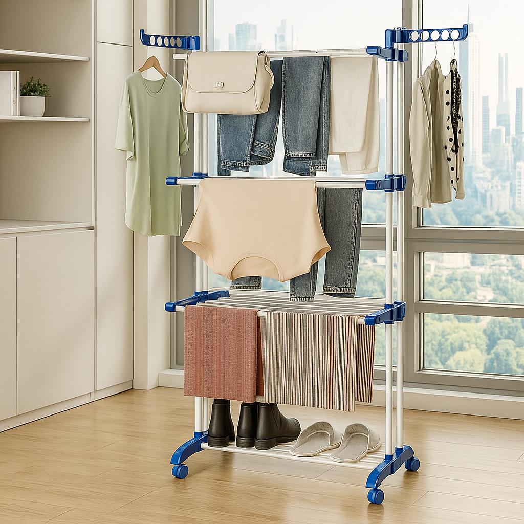 DryClean™ – Tendedero Compacto con Ruedas: seca, organiza y libera espacio desde el primer uso