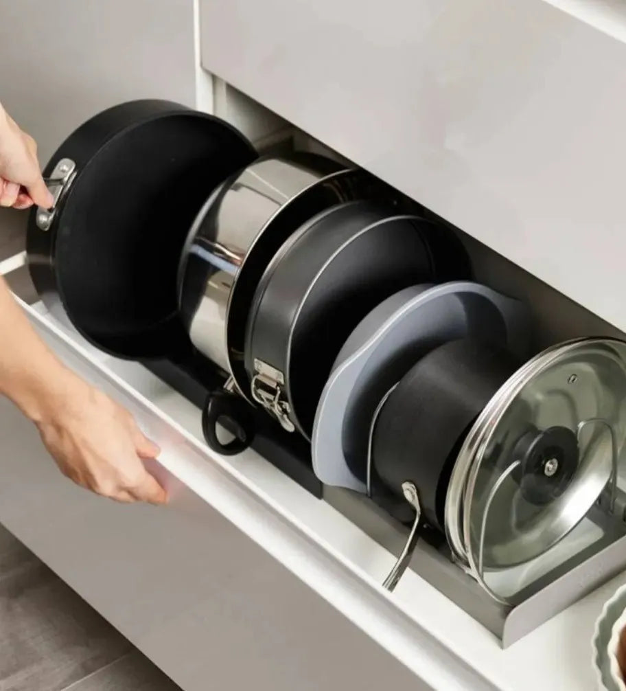 OrderRack™  – Organizador Ajustable para Utensilios – Mantén ollas, tapas, sartenes y más al alcance, sin desorden ni apilamiento
