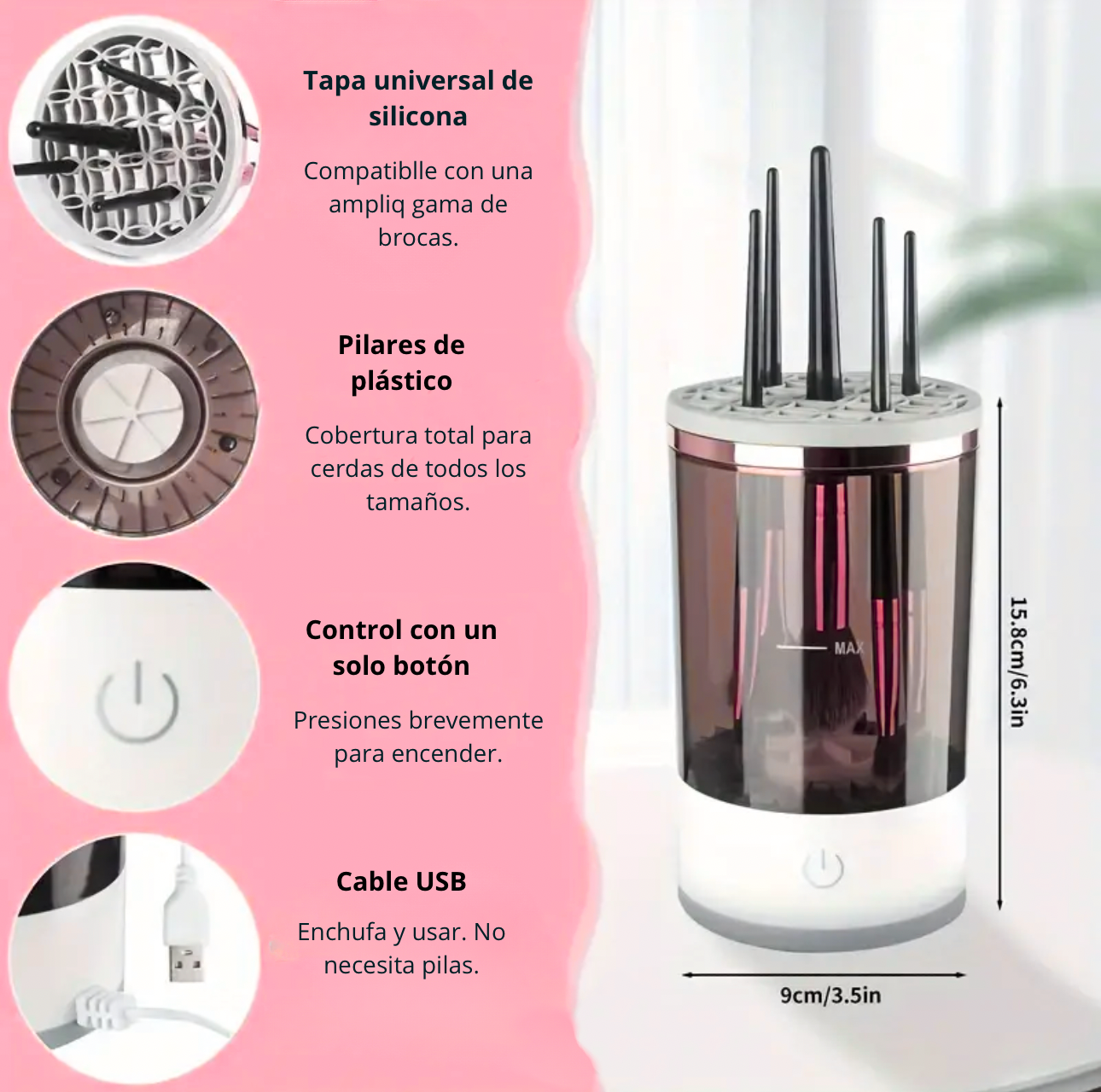 Limpiador Automático de Brochas – Elimina gérmenes, evita infecciones y consigue un mejor difuminado