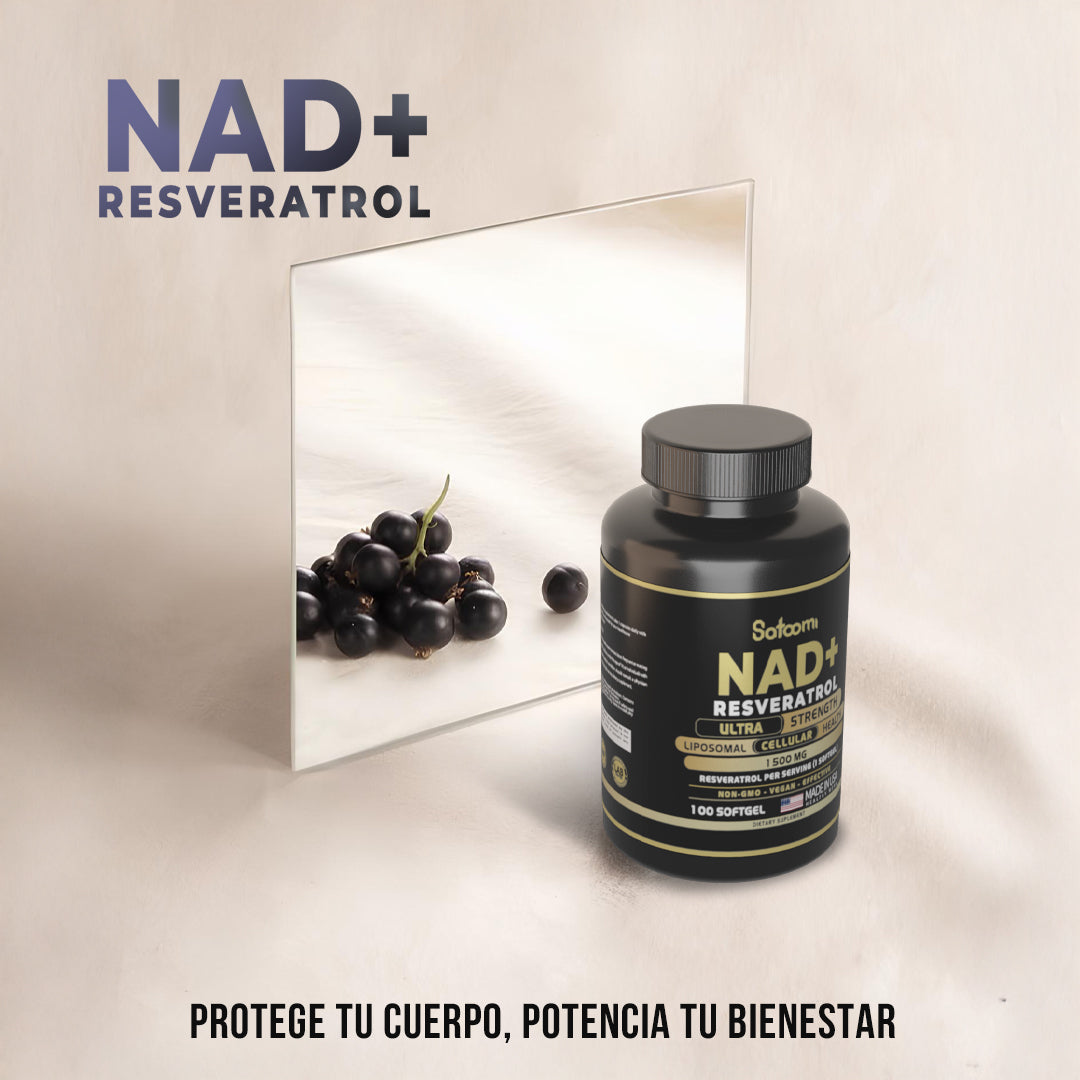 NAD + Resveratrol - Apoya tu salud a nivel celular para mayor energía, juventud y recuperación