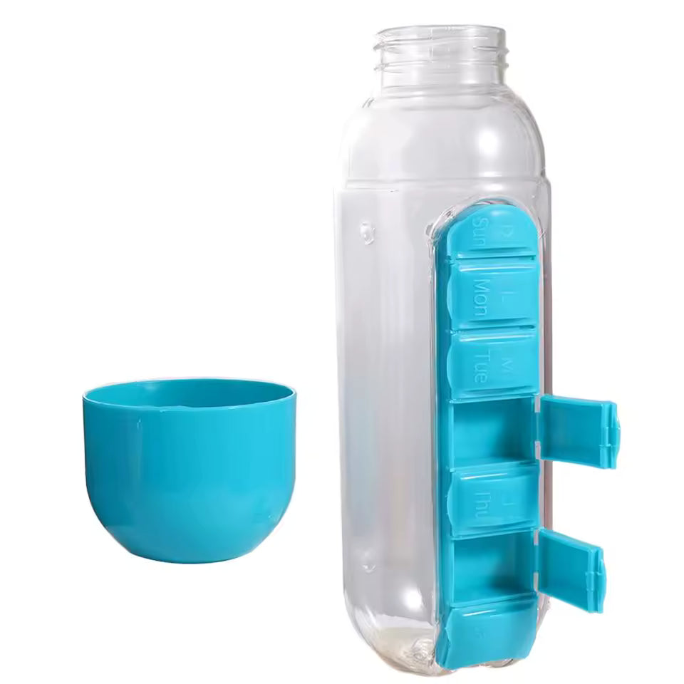 Botella Pastillero Portátil - Lleva tus medicamentos y agua siempre contigo sin olvidos