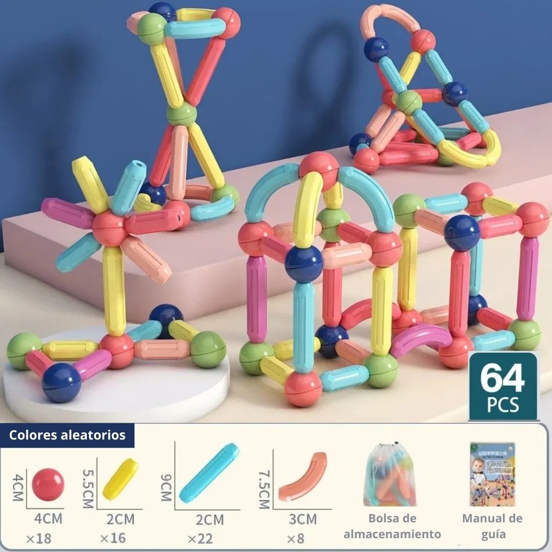 Click Blocks – Juego de Bloques Magnéticos Educativos de 64 Piezas