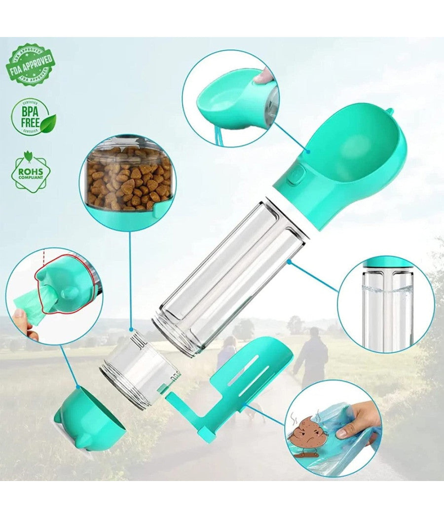 PetGo™ - Botella Multifuncional, Lleva todo lo que necesita tu mascota en un solo accesorio
